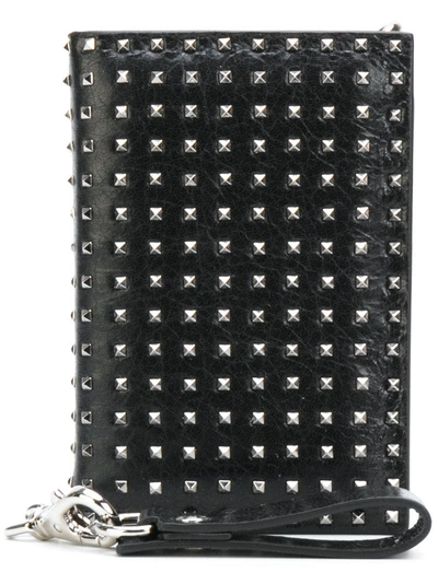 Shop Valentino Rockstud Cardholder In Black