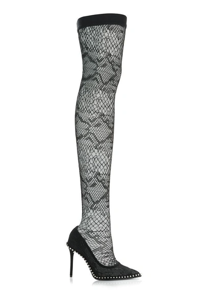 Shop Alexander Wang Lyra Lace Thigh High Boot In Black