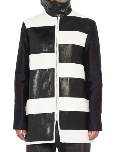 Shop Rick Owens Coat In Black & White
