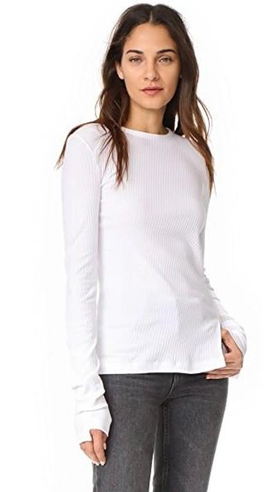 Shop Helmut Lang Deconstructed Long Sleeve Tee In White