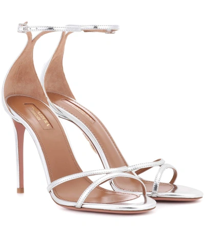 Shop Aquazzura Leather Sandals In Silver