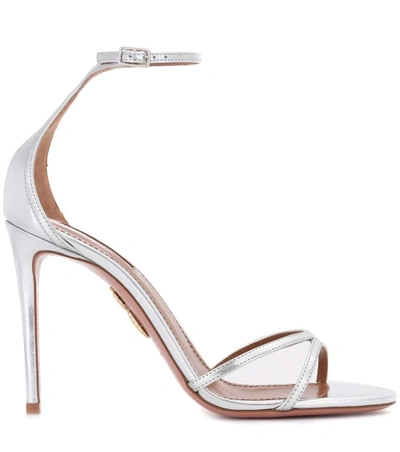 Shop Aquazzura Leather Sandals In Silver