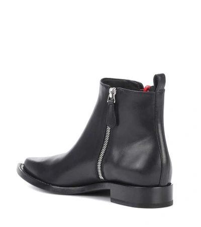 Shop Alexander Mcqueen Embellished Leather Ankle Boots In Black