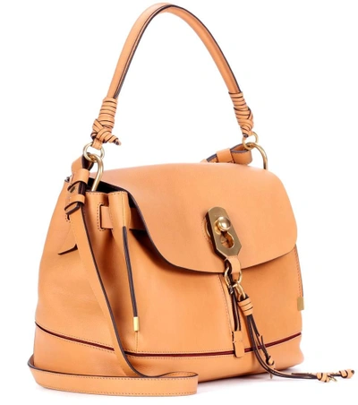 Shop Chloé Owen Leather Shoulder Bag In Softy Lrowe