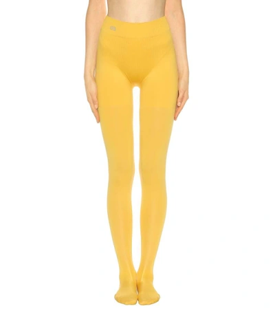 Shop Balenciaga Opaque Tights In Yellow