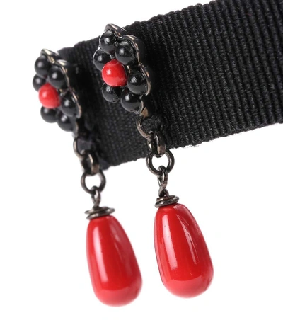 Shop Valentino Embellished Choker Necklace In Black