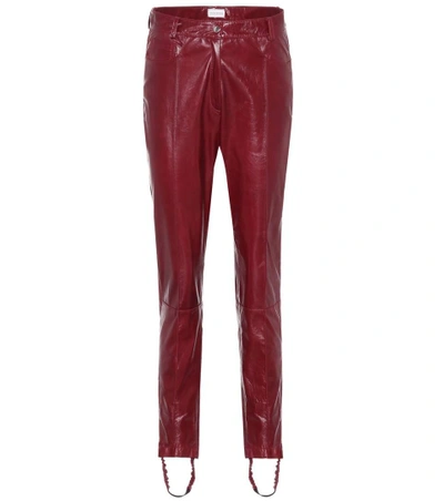 Shop Magda Butrym Benson Leather Stirrup Trousers In Red