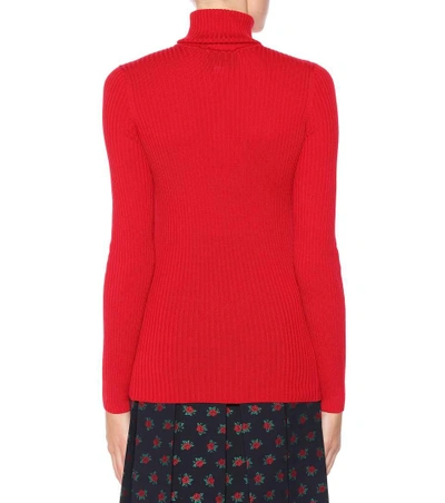 Shop Gucci Wool Turtleneck Sweater In Gieger Red