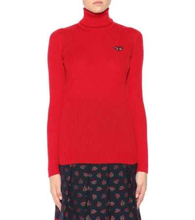 Shop Gucci Wool Turtleneck Sweater In Gieger Red