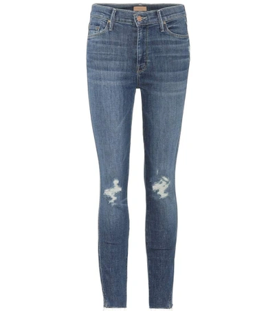 Shop Mother Vamp Fray Cropped Skinny Jeans In Blue