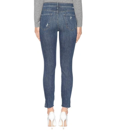 Shop Mother Vamp Fray Cropped Skinny Jeans In Blue