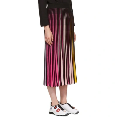 Shop Kenzo Multicolor Rib Knit Colorblock Midi Skirt