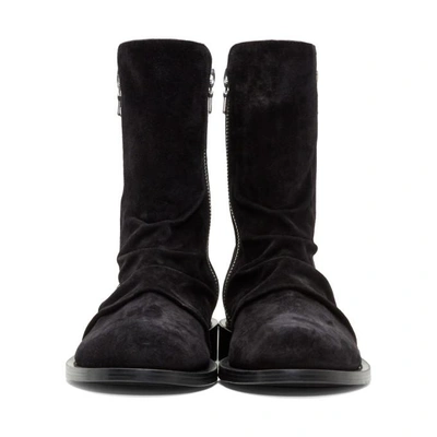 Shop Amiri Black Suede Stack Boots