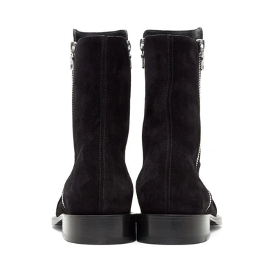 Shop Amiri Black Suede Stack Boots