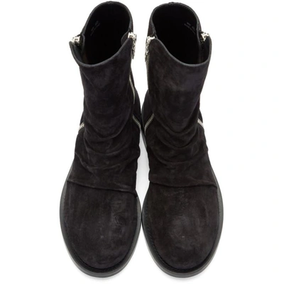 Shop Amiri Black Suede Stack Boots