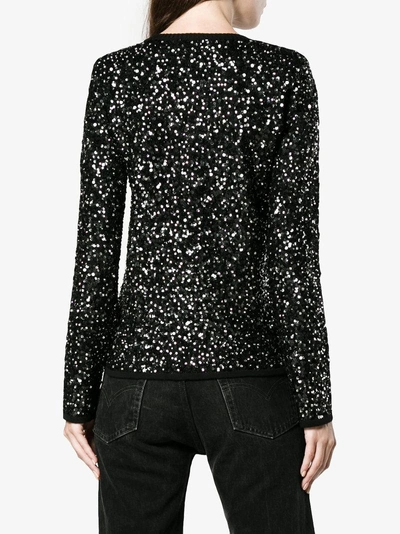 Shop Saint Laurent Ladies Black Embellished Wool Sequin Jumper, Size: Xs