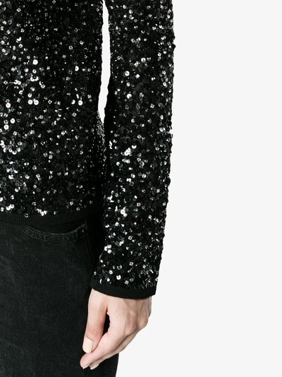 Shop Saint Laurent Ladies Black Embellished Wool Sequin Jumper, Size: Xs