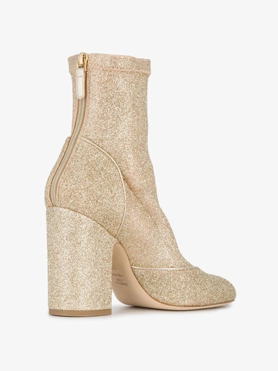Shop Laurence Dacade Gold Glitter Melody 100 Sock Boots In Silver