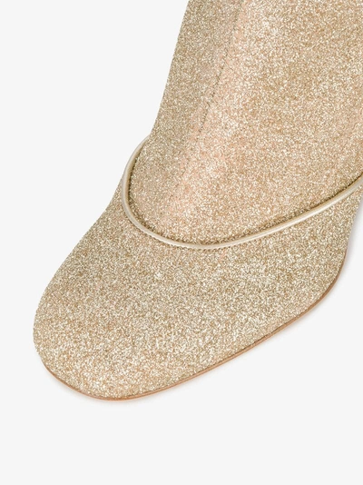 Shop Laurence Dacade Gold Glitter Melody 100 Sock Boots In Silver
