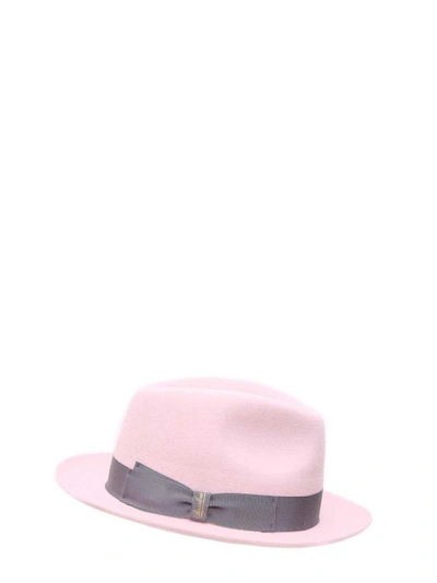 Shop Borsalino Wide Trim Hat In Rosa