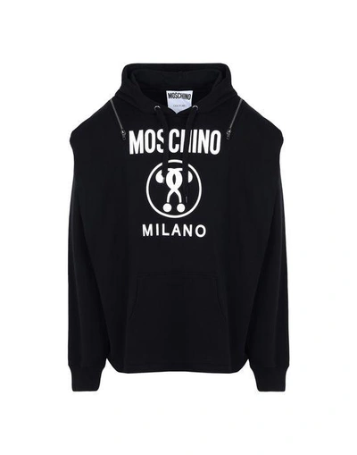 Shop Moschino Hooded Sweatshirts In Black