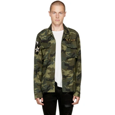 Shop Amiri Green Camo Military Shirt