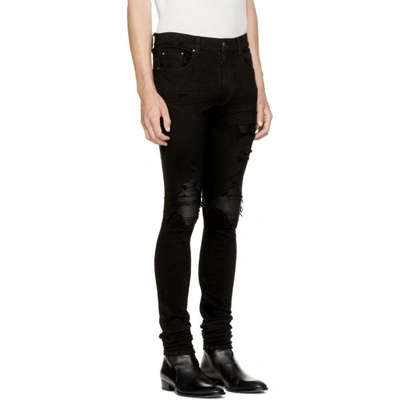 Shop Amiri Black Mx1 Leather Patch Jeans