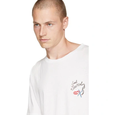 Shop Saint Laurent White 'bouche' Logo T-shirt