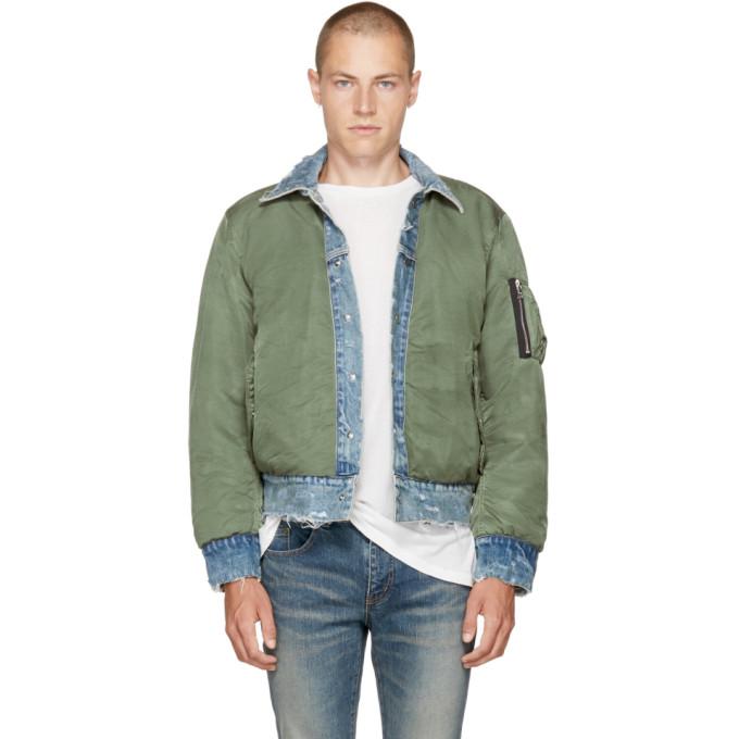 amiri reversible denim bomber jacket