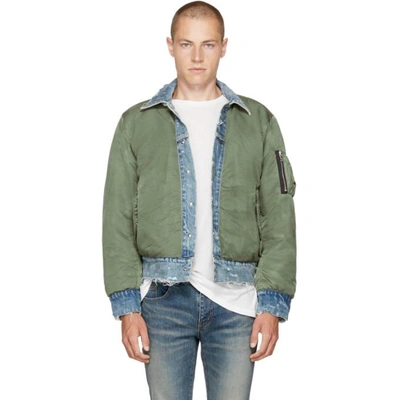 Amiri Reversible Indigo Green Trucker Bomber Jacket ModeSens