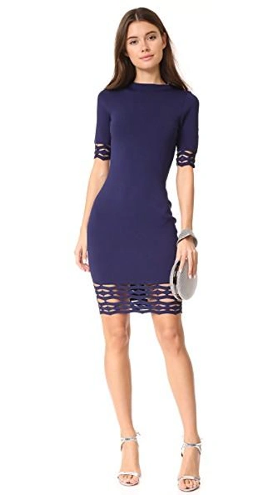 Shop Milly Cutout Fitted Sheath Dress In Navy