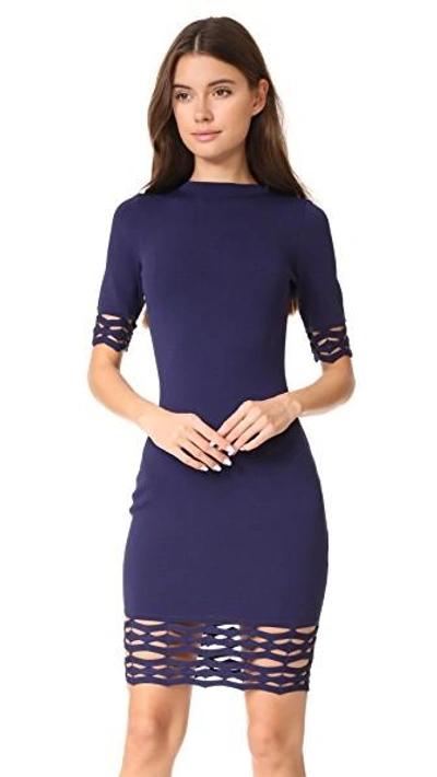 Shop Milly Cutout Fitted Sheath Dress In Navy