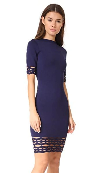 Shop Milly Cutout Fitted Sheath Dress In Navy