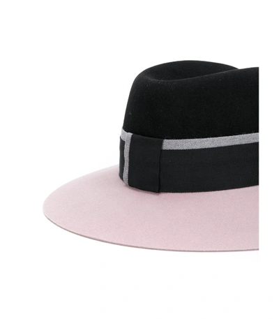 Shop Maison Michel Black/pink Virginie Felt Hat