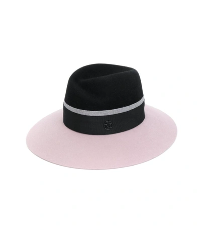 Shop Maison Michel Black/pink Virginie Felt Hat