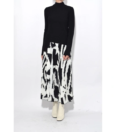 Shop Proenza Schouler Black/white Pleated Skirt With Arched Hem