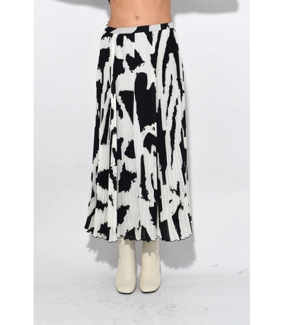 Shop Proenza Schouler Black/white Pleated Skirt With Arched Hem