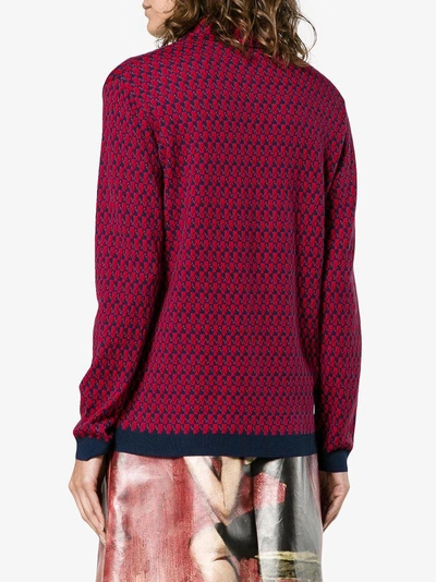 Shop Prada Patterned Knitted Shirt In Red
