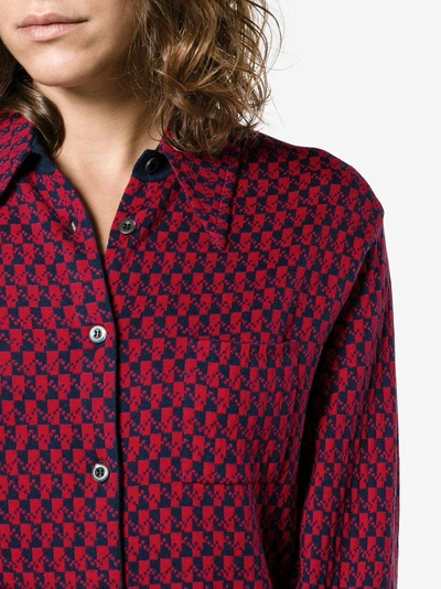 Shop Prada Patterned Knitted Shirt In Red