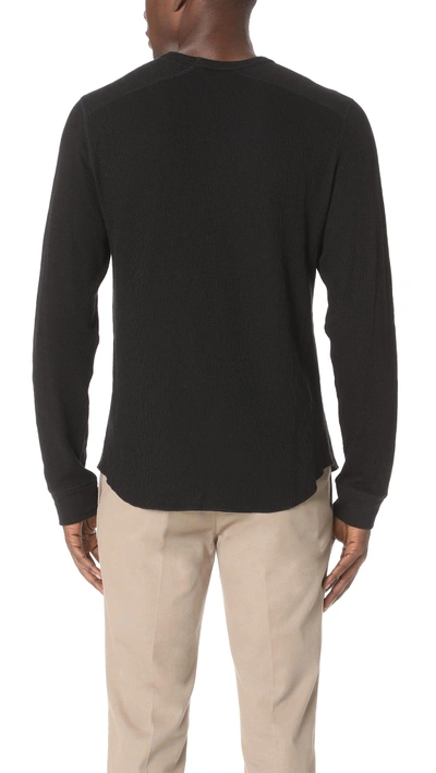Shop Vince Double Knit Long Sleeve Crew Tee In Heather Optic White