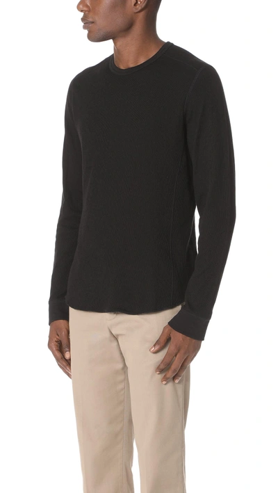 Shop Vince Double Knit Long Sleeve Crew Tee In Heather Optic White