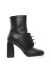 RED VALENTINO PIERCING-EMBELLISHMENT LEATHER BOOTIES,NQ0S0988VTB 0NO NERO