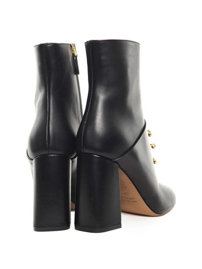 Shop Red Valentino Piercing-embellishment Leather Booties In Nero