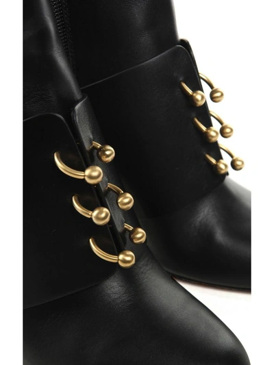 Shop Red Valentino Piercing-embellishment Leather Booties In Nero