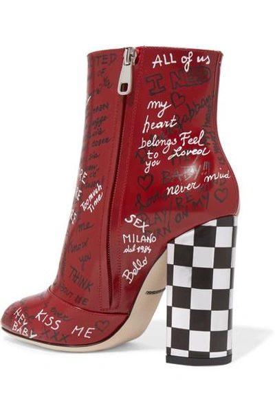 Shop Dolce & Gabbana Printed Leather Ankle Boots