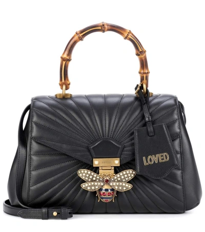 Shop Gucci Queen Margaret Leather Top Handle Bag In Black