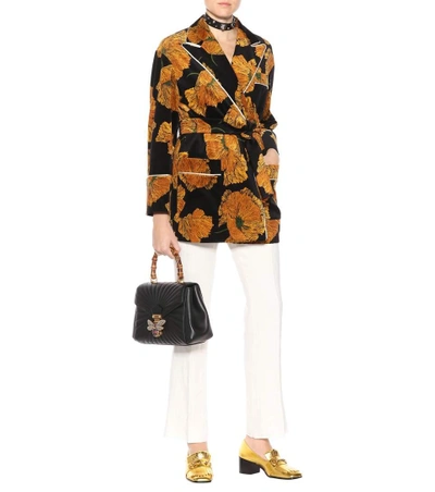 Shop Gucci Queen Margaret Leather Top Handle Bag In Black