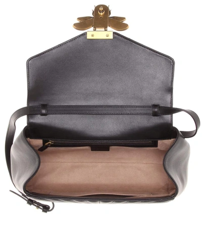 Shop Gucci Queen Margaret Leather Top Handle Bag In Black
