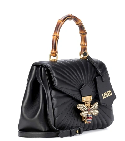 Shop Gucci Queen Margaret Leather Top Handle Bag In Black