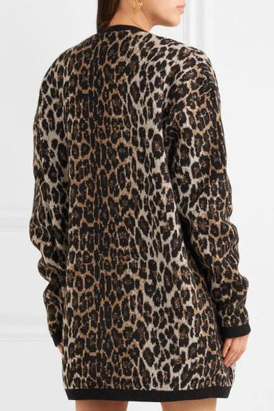 Shop Magda Butrym Rochester Leopard-intarsia Wool And Cashmere-blend Cardigan